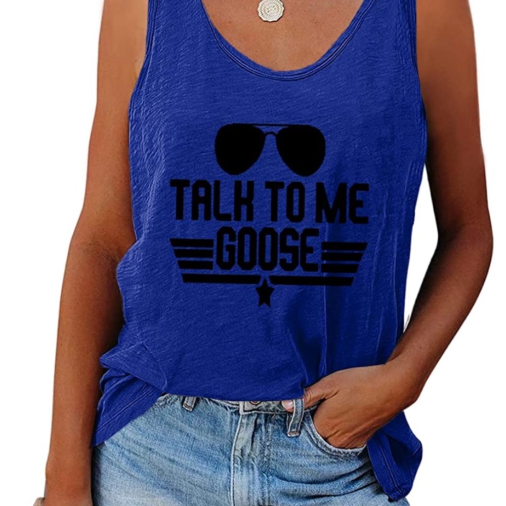 Vibrant Blue Graphic Tank Top